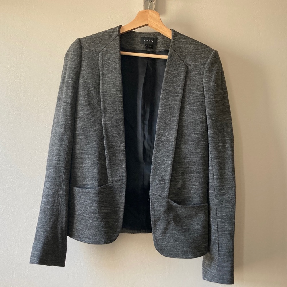 Theory size 2 women suit jacket dark grey pockets